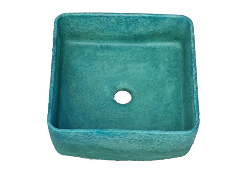 Image of Ocean Blue Concrete Cement Handmade Basin Countertop Butler Sink 31 x 31 x 12cm Seedleme