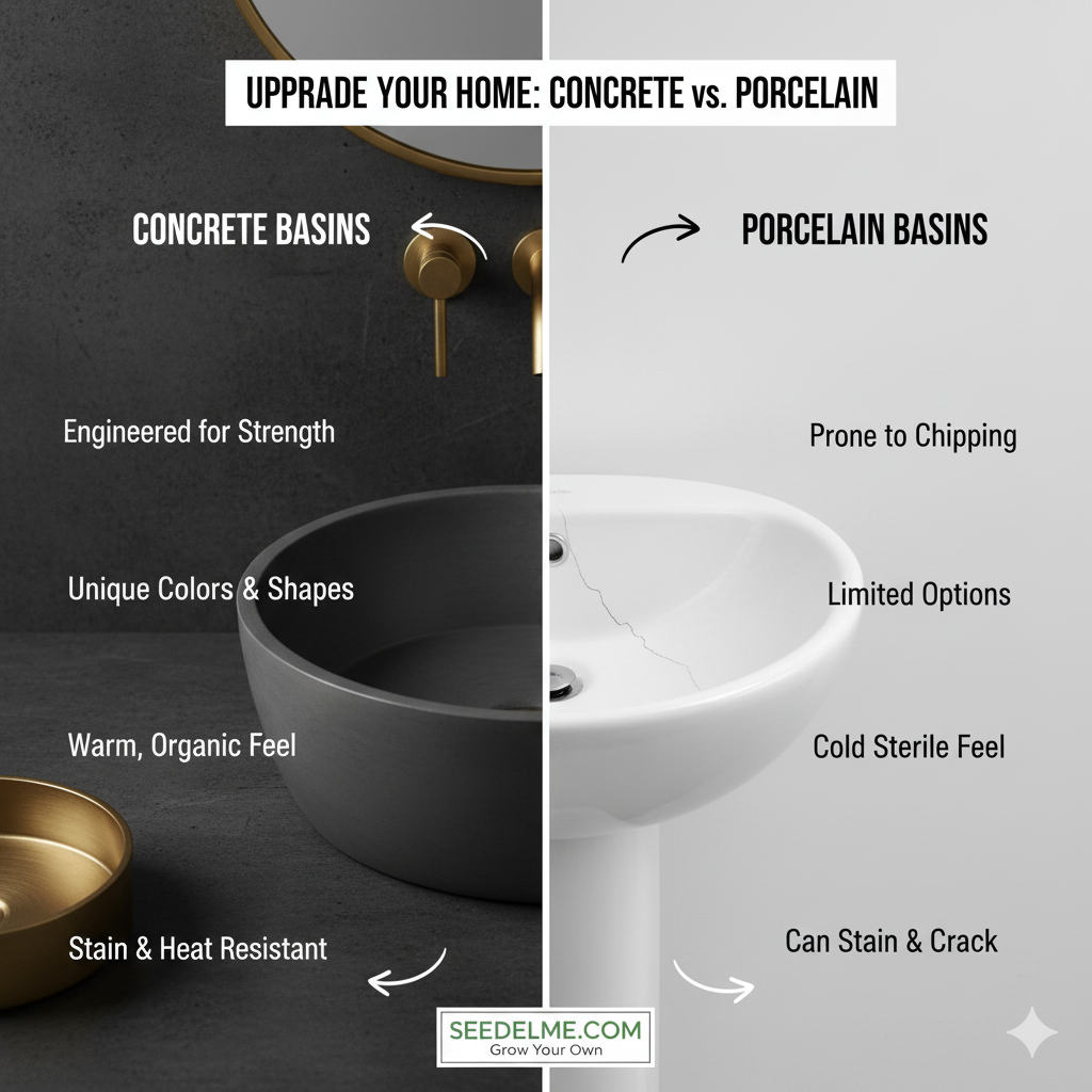 Upgrade Your Kitchen or Bathroom: Why Seedleme Concrete Basins Outshine Porcelain! 💪
