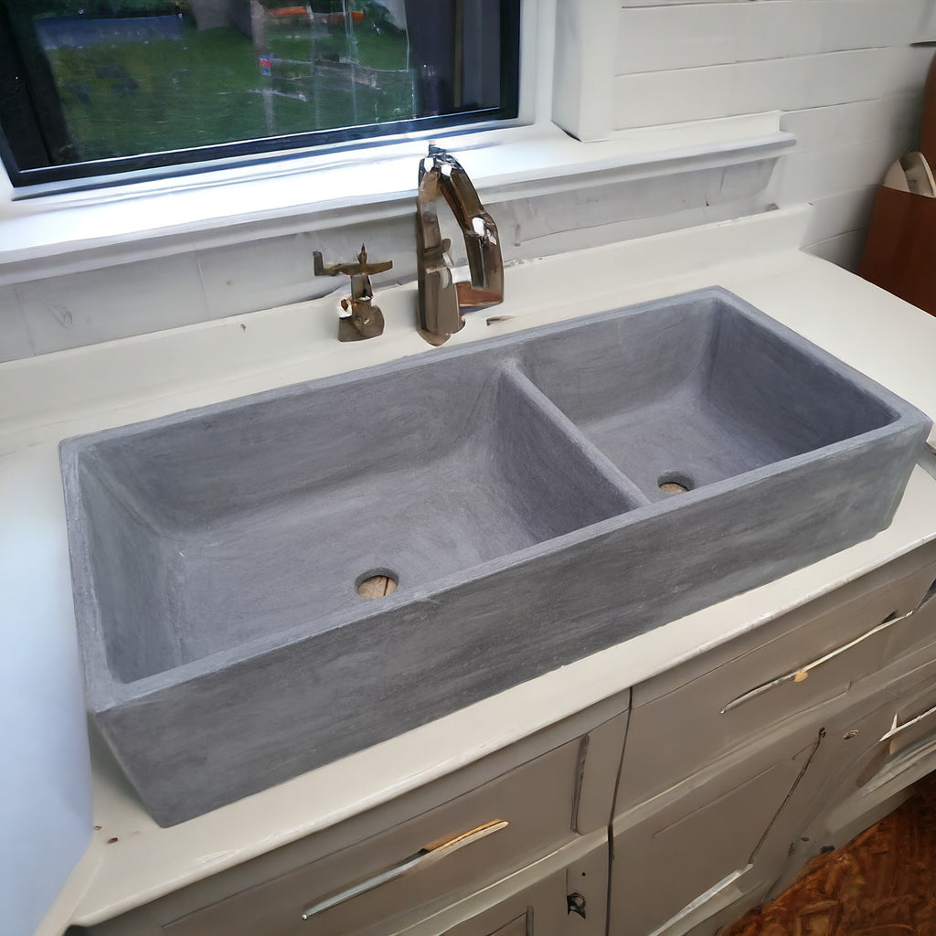 Charcoal Concrete Double Butler 1005 x 445 x 205mm Sink. Bespoke Hand-made Cement Basin