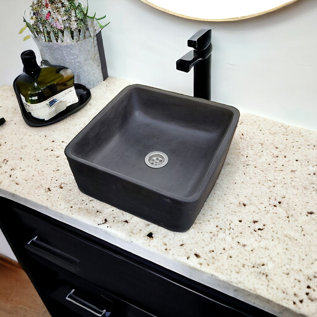 Black Concrete Cement Handmade Basin Countertop Butler Sink 31x31x12cm