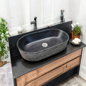 Black Starry Night Bespoke Concrete Sink Gaia's Ark 53 x 30 x 11.5