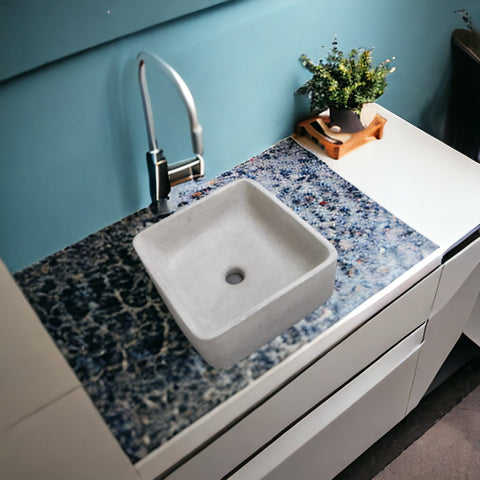 Image of Concrete Cement Handmade Basin Countertop Butler Sink 31 x 31 x 12cm Seedleme