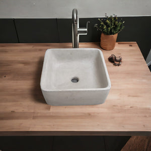 Concrete Cement Handmade Basin Countertop Butler Sink 31 x 31 x 12cm Seedleme