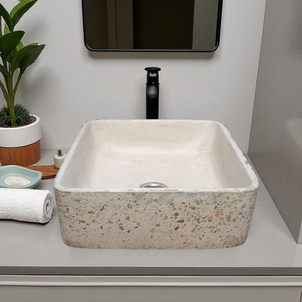 Ivory 31 x 31 x 12cm Namibian Dream Concrete Sink Seedleme