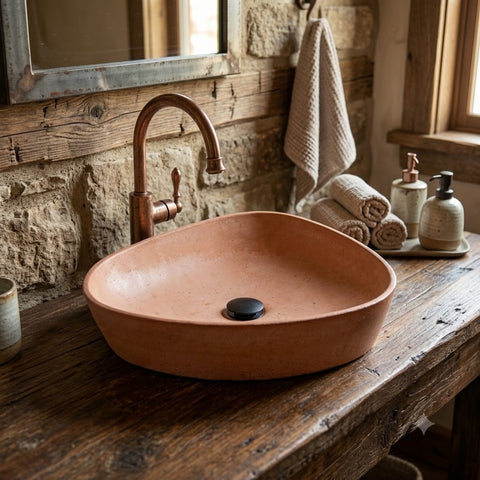 Image of Angels Egg Bespoke Terracotta Bespoke Sink 50 x 41 x 11.5cm