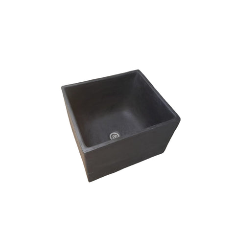 Image of Large Black Square Concrete Basin 45 x 40 x 31cm