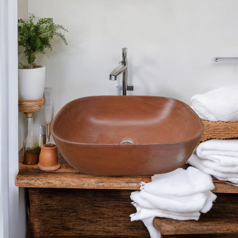 Image of Choc Plum Concrete Aquadite Bathroom Sink 50 x 40.5 x 14.5cm Seedleme