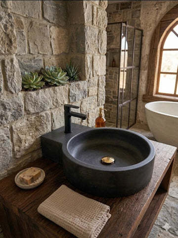Image of The Good Lukkah Bespoke Black Concrete Sink 56 x 42.5 x 12cm