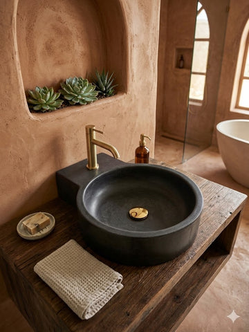 Image of The Good Lukkah Bespoke Black Concrete Sink 56 x 42.5 x 12cm