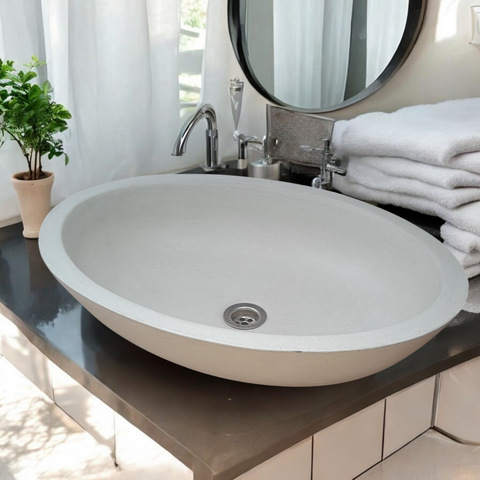Image of Angels Rock Pool Ivory Bespoke Bathroom Sink 545x400x165mm Seedleme