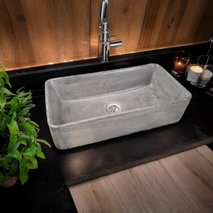 Aquatina Charcoal Concrete Basin 47 x 23.5 x 12cm Seedleme
