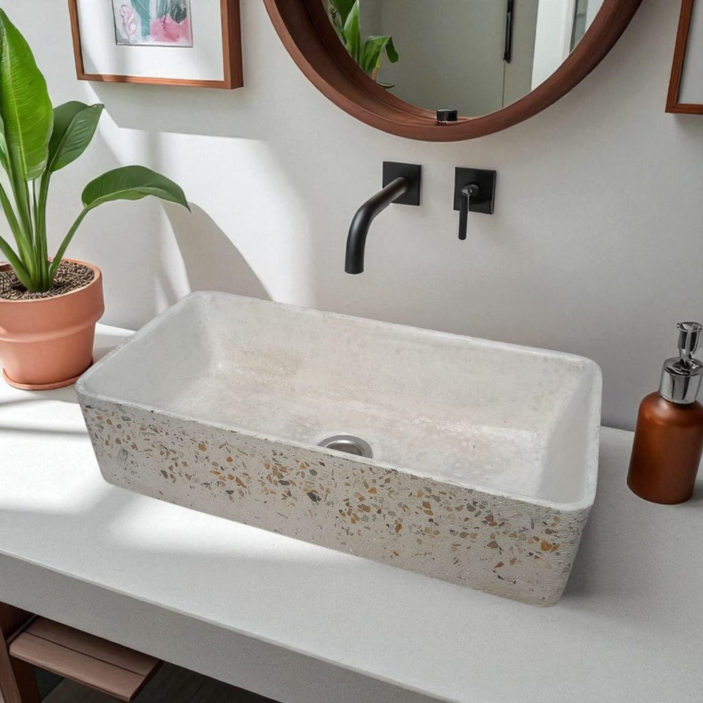 Aquatina Ivory Namibian Dream Concrete Basin 47 x 23.5 x 12cm Seedleme