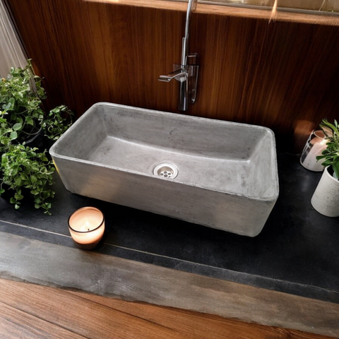 Image of Aquatina Charcoal Concrete Basin 47 x 23.5 x 12cm Seedleme