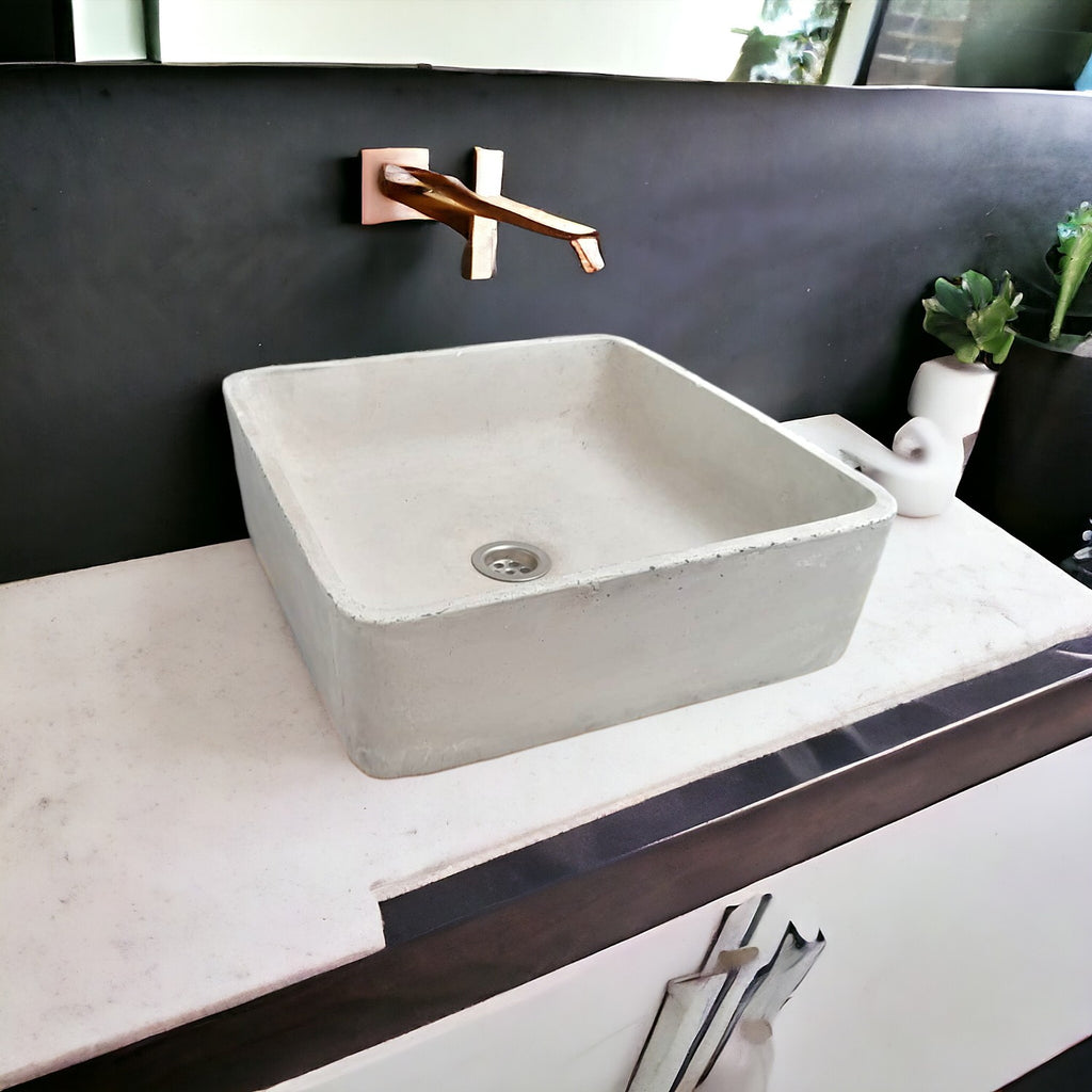 Ivory Cement Concrete Basin/Sink 36 x 36 x 12cm - Seedleme