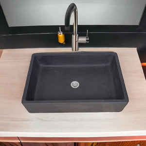 Large Black Concrete Sink for Kitchen or Bathroom 60.5 x 41 x 13cm Seedleme