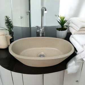 Calypso Sandstone Bespoke Concrete Basin 56 x 29.5 x 15cm Seedleme