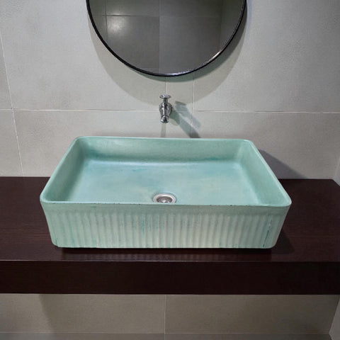 Image of The Abalone Green Bespoke Concrete Sink 50 x 34 x 13cm Seedleme