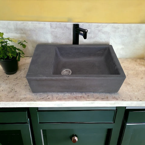 Image of Black Cement Basin/Sink 420 x 240 x 115mm - Seedleme