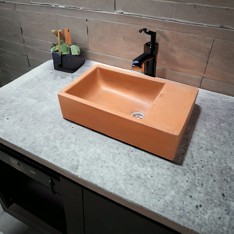 Image of Terracotta Concrete Basin/Sink 42 x 24 x 11.5cm - Seedleme