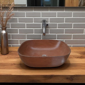 Choc Plum Concrete Aquadite Bathroom Sink 50 x 40.5 x 14.5cm Seedleme