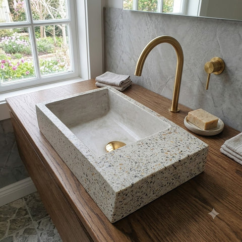 Image of Ivory Indoor & Outdoor Small rectangle Sink Namibian Dream 42 x 24 x 11.5cm