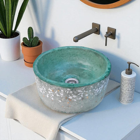 Image of Small Round Flat 30 x 30 x 13cm Namibian Dream Bespoke Basin Seedleme