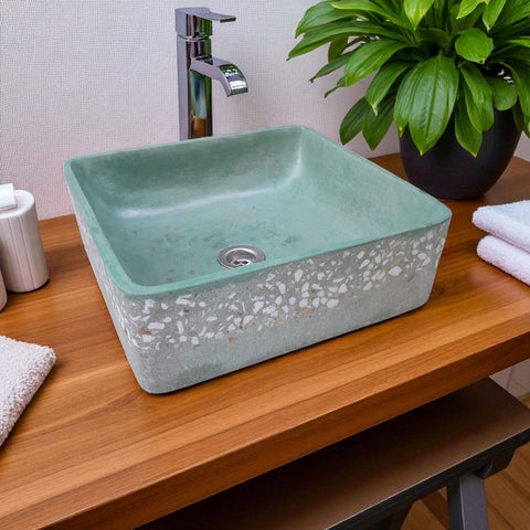 Image of Green Namibian Dream Concrete Handmade Basin 36 x 36 x 12cm Seedleme