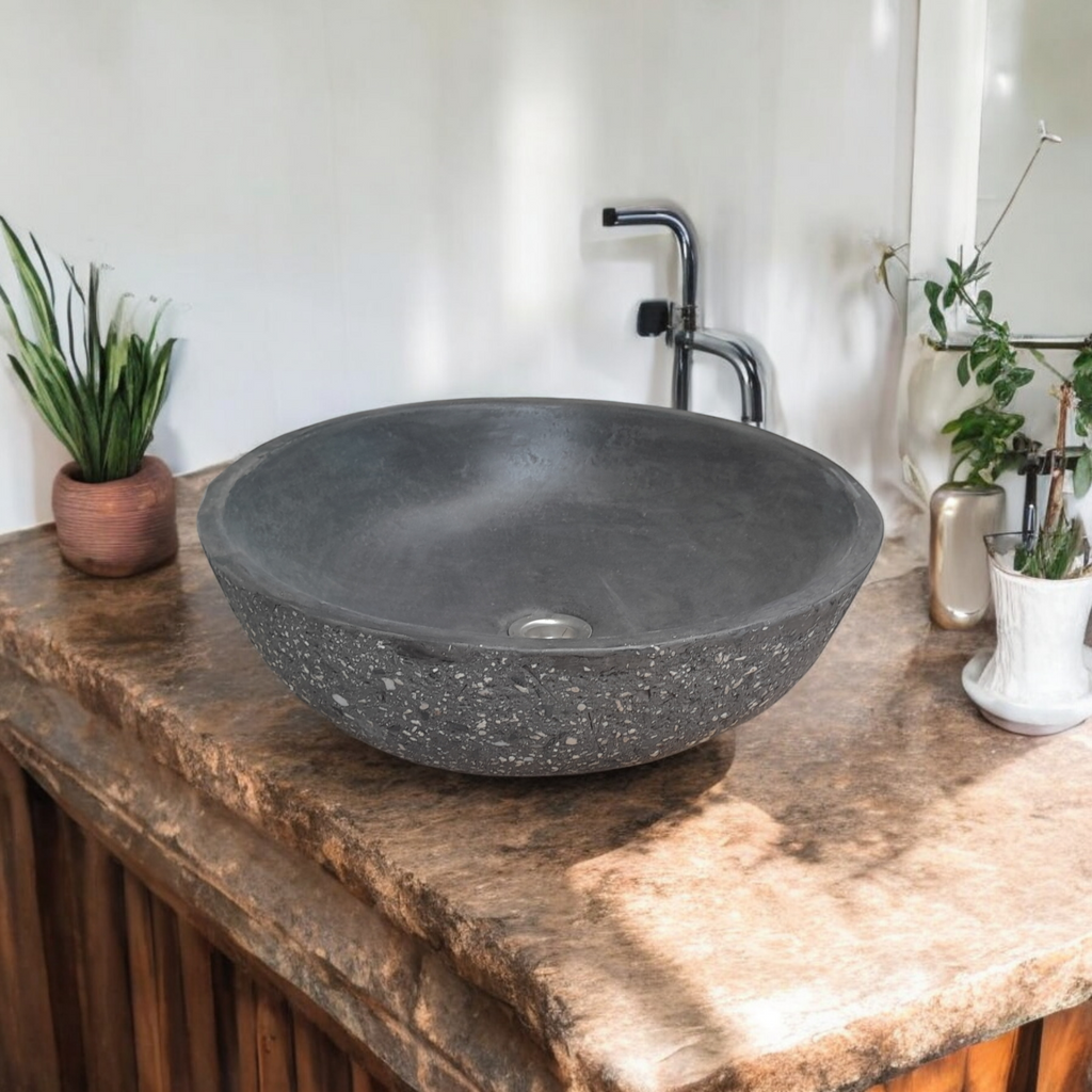 Black Starry Night Bespoke Concrete Concaved Basin 42 x 14cm Seedleme