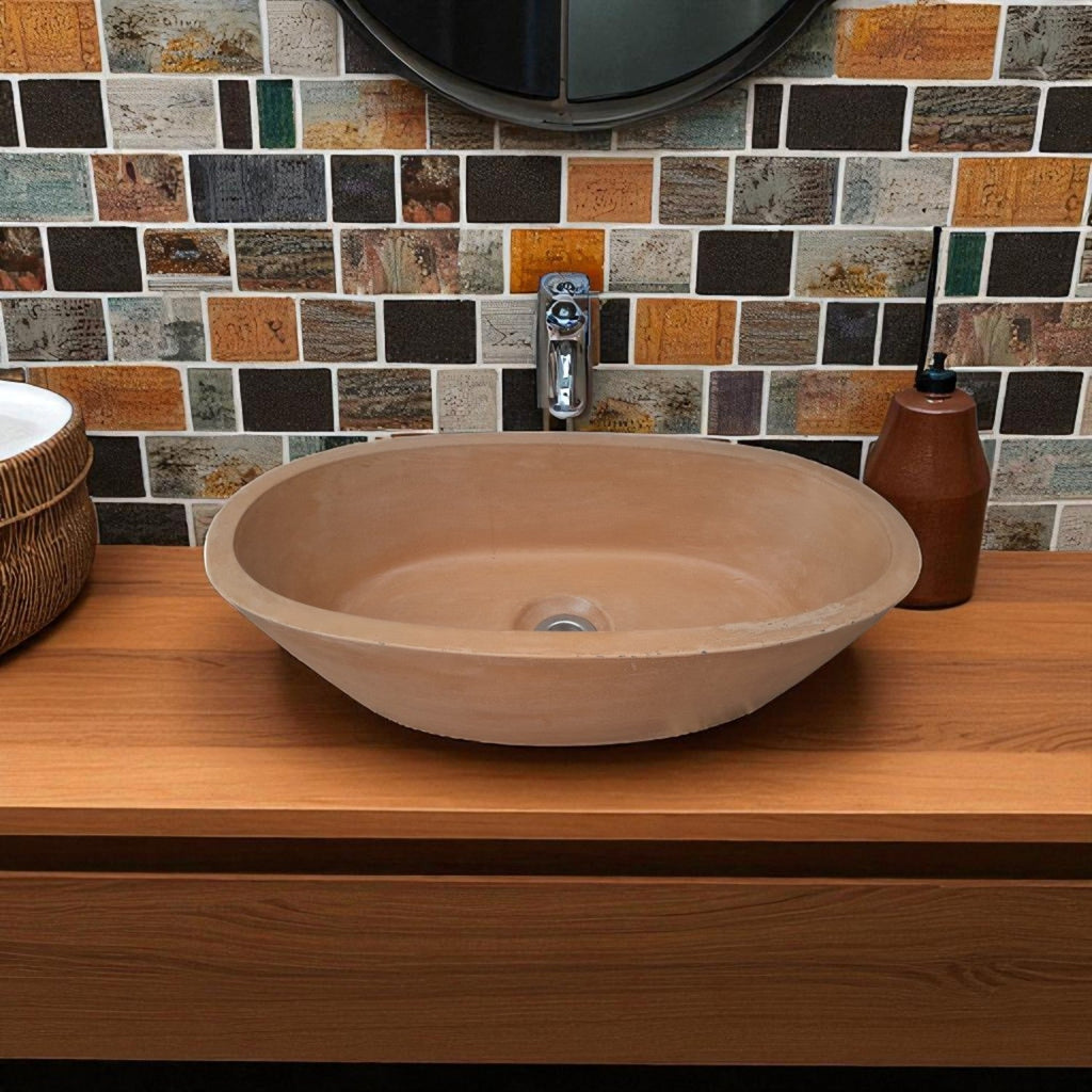 Calypso Burnt Orange Bespoke Concrete Basin 56 x 29.5 x 15cm Seedleme