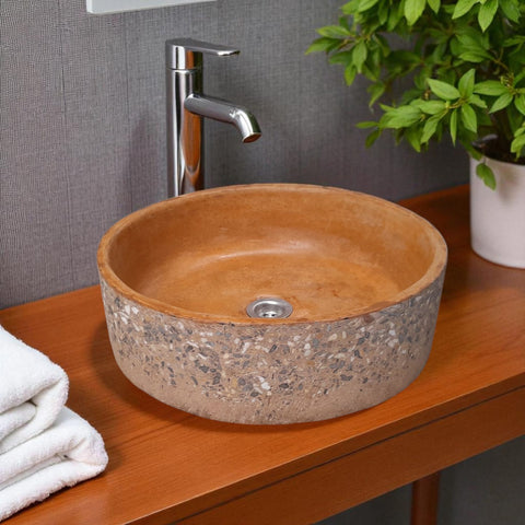 Image of Burnt Orange Round Flat 40 x 40 x 12cm Namibian Dream Bespoke Concrete Sink Seedleme