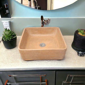 Burnt Orange 36 x 36 x 12cm Concrete Countertop Basin - Handmade in RSA Seedleme