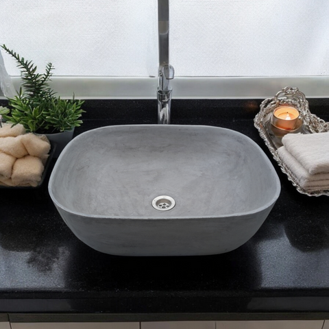 Image of Charcoal Concrete Aquadite Bathroom Sink 50 x 40.5 x 14.5cm Seedleme
