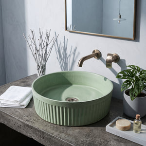 The Pangolin Bespoke Green Round Ribbed Sink 36 x 11.5 (Made to Order)