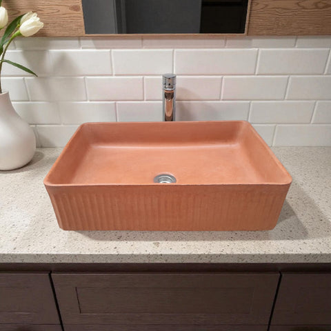 Image of The Abalone Terracotta Bespoke Concrete Sink 50 x 34 x 13cm Seedleme