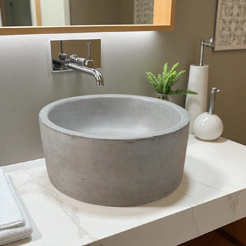 Image of Grey Round Bespoke Concrete Sink 30 x 30 x 13cm Seedleme