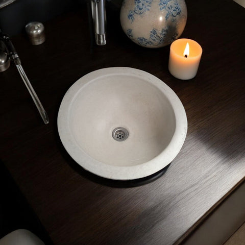 Image of Ivory Bespoke Round Concrete Drop-In Sink 43 x 43 x 15cm Seedleme