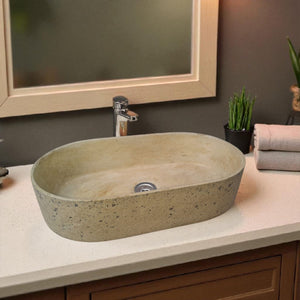 Gaia's Ark Sandstone Exposed Aggregate Bespoke Concrete Sink 53 x 30 x 11.5cm Seedleme