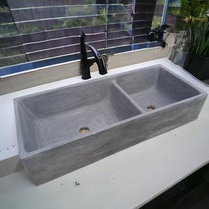 Charcoal Concrete Double Butler Basin/Sink 101 x 44.5 x 20.5cm Bespoke Hand-made in RSA(Made to Order)