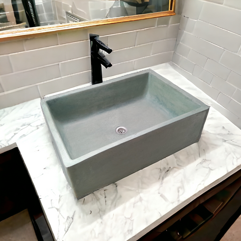 Image of Green Bespoke Single Farm Style Concrete Basin 65 x 45 x 20cm Seedleme