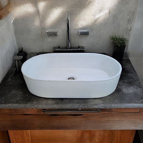 Image of Gaia's Ark Ivory Concrete Sink 53 x 30 x 11.5cm Seedleme