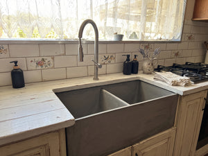 Large Charcoal Double Concrete Kitchen Butler Basin 80 x 40 x 27cm (50mm Outlet)