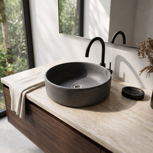 Charcoal Round Cement Countertop Sink 40 x 12 cm