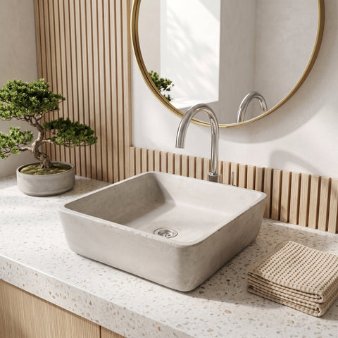 Image of Ivory Cement Concrete Basin/Sink 36 x 36 x 12cm