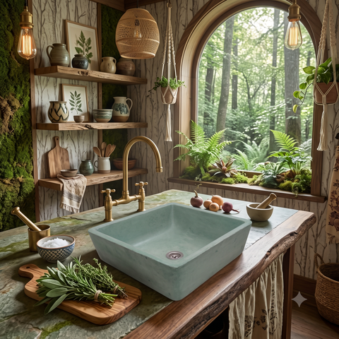 Image of Mermaids Pond 39x39x16cm Green Bespoke Sink
