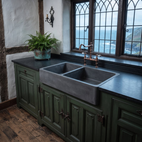 Image of Black Double Farm style butler Sink  101 x 44.5 x 20.5cm(Made to Order)