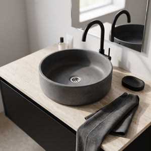 Charcoal Round Cement Countertop Sink 40 x 12 cm