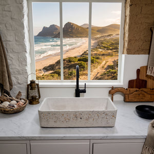 Aquatina Ivory Namibian Dream Concrete Basin 47 x 23.5 x 12cm( Made to Order)