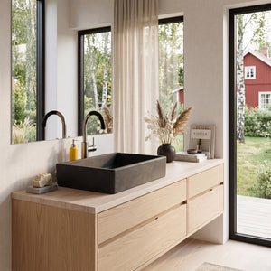 Large Black Concrete Sink for Kitchen or Bathroom 60.5 x 41 x 13cm