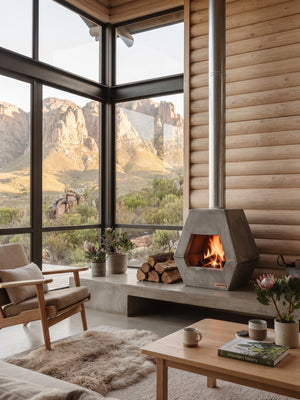 Charcoal Concrete fireplace indoor/outdoor 60 x 55 x 30cm