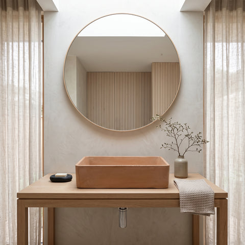 Image of Aquatina Burnt Orange Concrete Basin 47 x 23.5 x 12cm